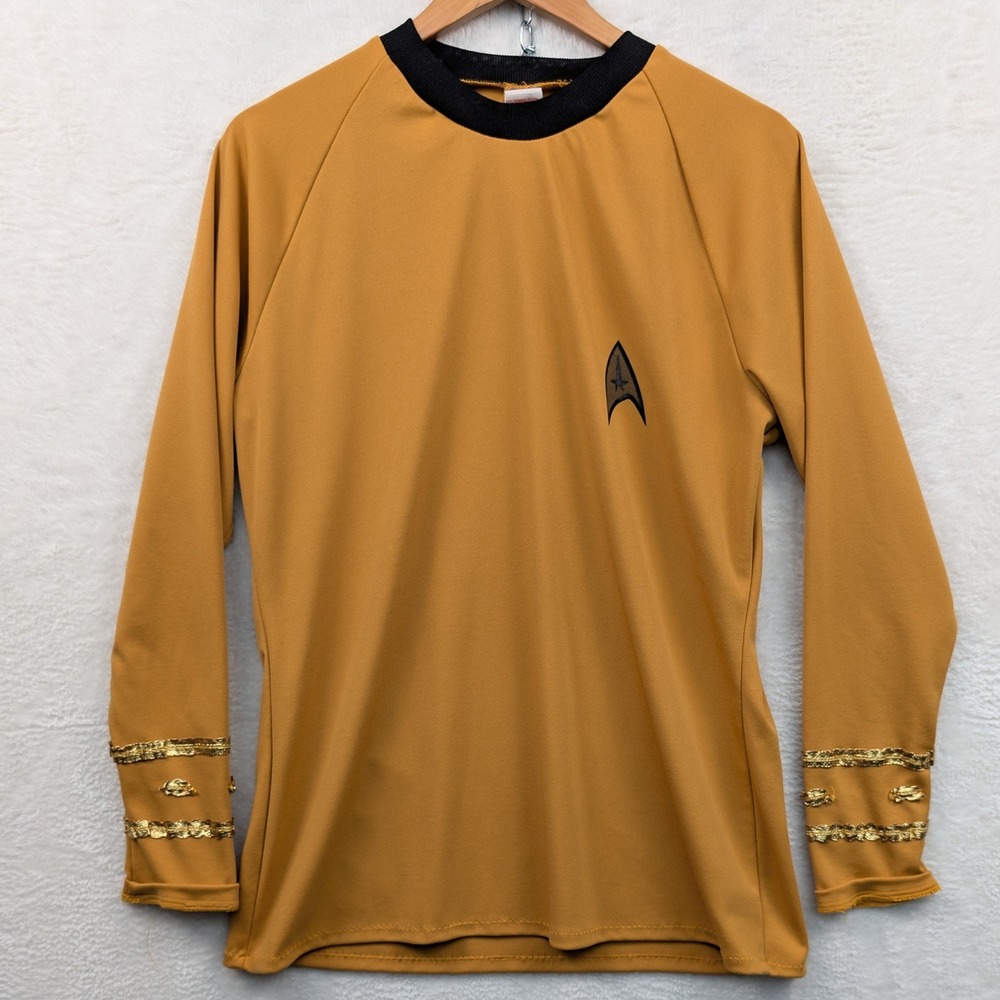 VTG Rubies Star Trek Shirt Men's Large Gold Captain Kirk Cosplay Long Sleeve 80s